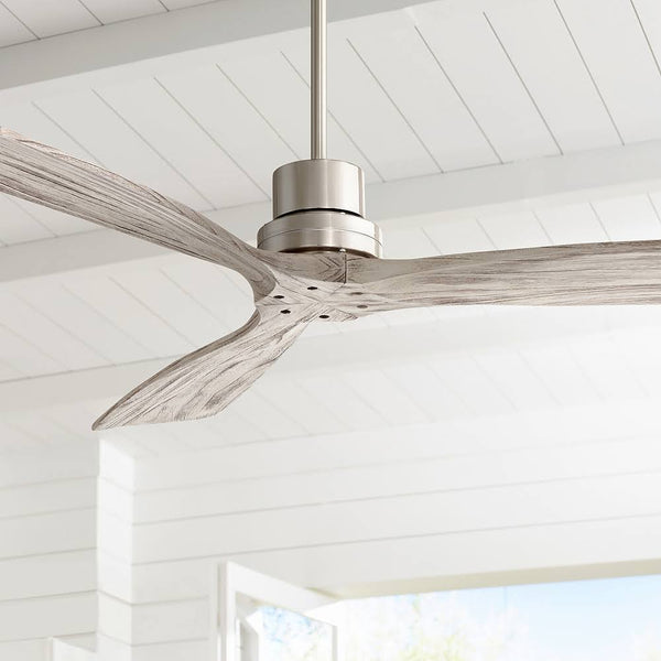 52" Casa Vieja Delta Wing DC Modern 3 Blade Indoor Ceiling Fan with Remote Control Brushed Nickel Gray Wood Damp Rated for Patio Exterior