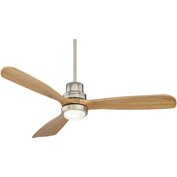 52" Casa Vieja Delta Wing DC Modern 3 Blade Indoor Ceiling Fan with LED Light Remote Control Brushed Nickel Natural Solid Wood for Living Room