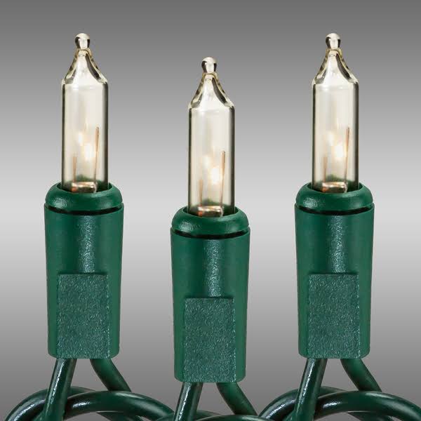 34 ft. Green Wire Christmas Mini Light String (100) Clear Bulbs 4 in. Bulb Spacing