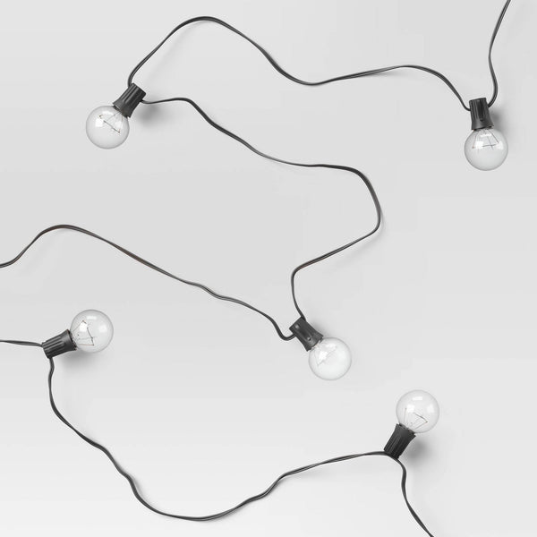 20ct Incandescent Outdoor String Lights G40 Clear Bulbs Black Wire Room Essentials