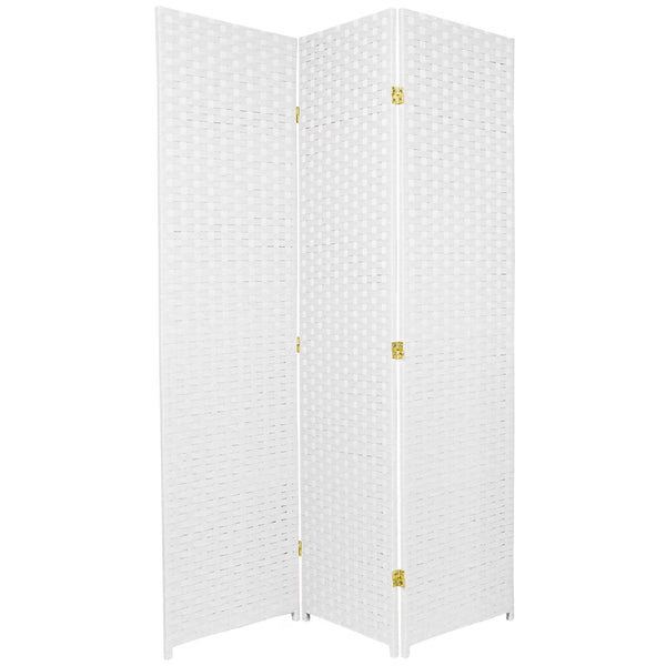6 Ft. Tall Woven Fiber Room Divider 3 Panel White