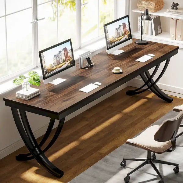 78.74 Inch Extra Long Double Computer Desk with Stylish Metal Legs for Home Office