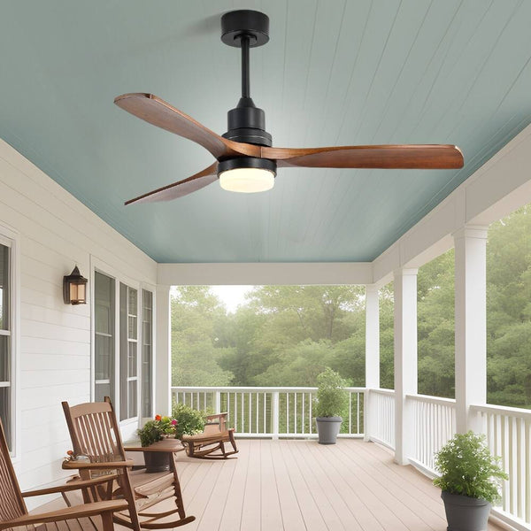 52" and 60" Noiseless Walnut Wood Ceiling Fan with Remote Control, Light Integrated Optional 52 inch 52" Ceiling Fan with Light