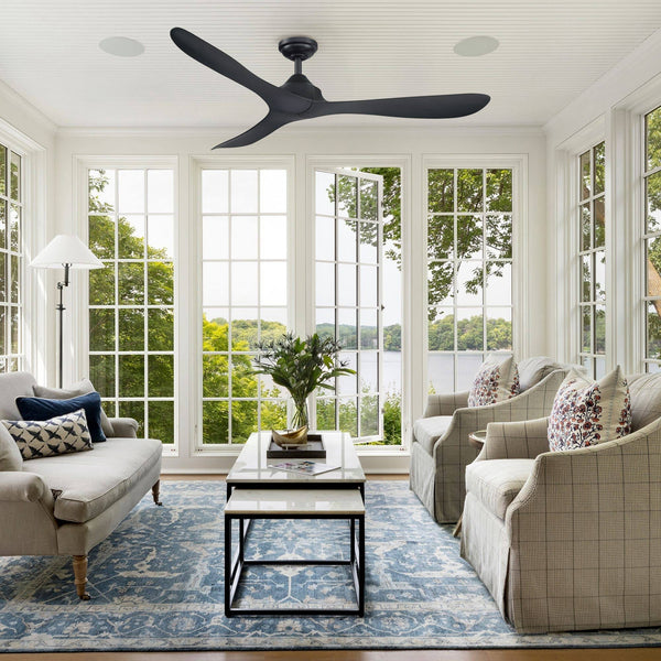 56" 3 Blade Propeller Ceiling Fan with Remote Matte Black