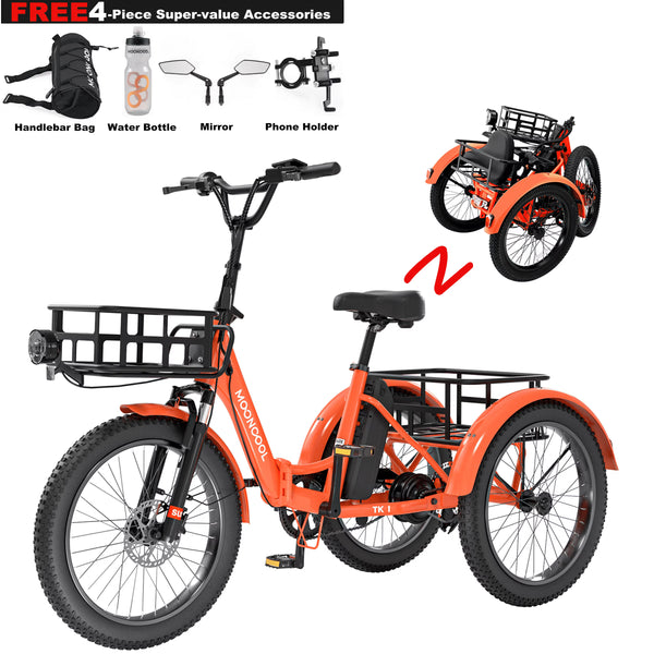 ABORON 3.0 Fat Tire Electric Trike for Senior Foldable E Bike, 500W Motorized Tricycle Adult 20" Folding 3 Wheel Electric Commute Bike Trike W/48V